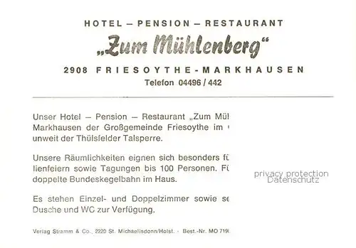 AK / Ansichtskarte 73849276 Markhausen Hotel Pension Zum Muehlenberg Markhausen
