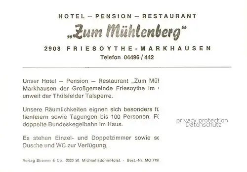 AK / Ansichtskarte  Markhausen Hotel Pension Zum Muehlenberg Markhausen