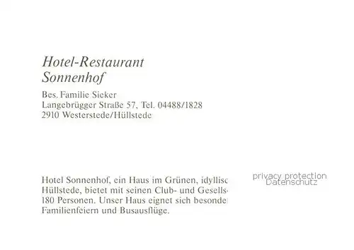 AK / Ansichtskarte 73849282 Westerstede Hotel Restaurant Sonnenhof Westerstede