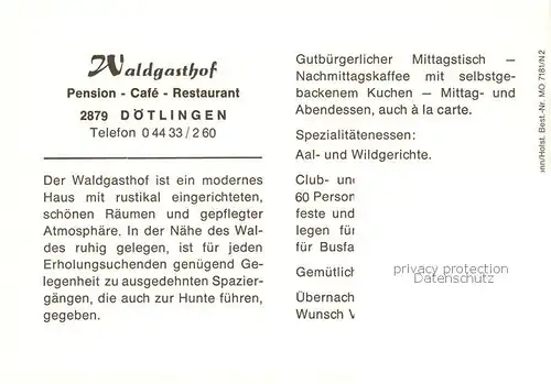 AK / Ansichtskarte  Doetlingen Cafe Restaurant Waldgasthof Doetlingen Doetlingen