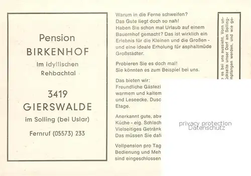 AK / Ansichtskarte 73849322 Gierswalde Pension Birkenhof Gierswalde