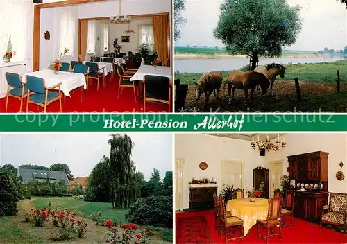 AK / Ansichtskarte 73849330 Rethem_Aller Hotel Pension Allerhof Gastraum Park Zimmer Pferdekoppel Rethem_Aller
