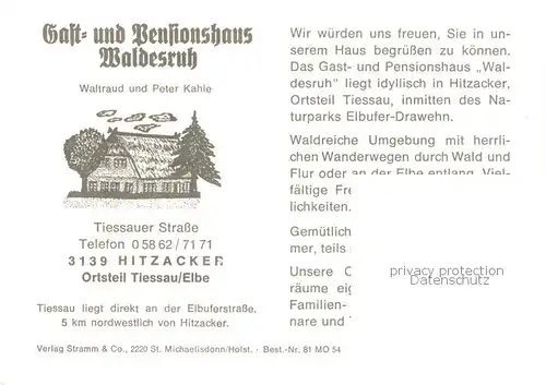 AK / Ansichtskarte 73849341 Hitzacker_Elbe Gast und Pensionshaus Waldesruh Freiterrasse Hitzacker Elbe