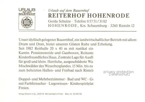 AK / Ansichtskarte 73849349 Hohenrode_Rinteln Urlaub auf dem Bauernhof Reiterhof Hohenrode Rinteln