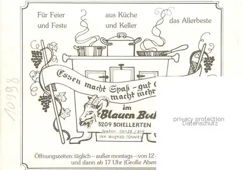 AK / Ansichtskarte 73849379 Schellerten Hotel Restaurant Zum Blauen Bock Gaststube Schellerten