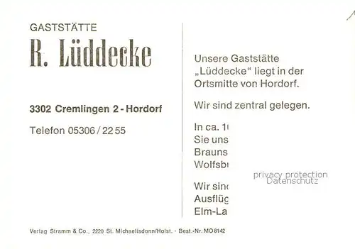 AK / Ansichtskarte  Hordorf_Braunschweig Gaststaette Lueddecke Hordorf Braunschweig