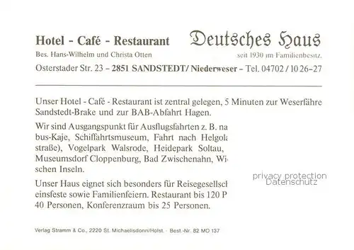 73849395 Sandstedt Hotel Café Restaurant Deutsches Haus Sandstedt