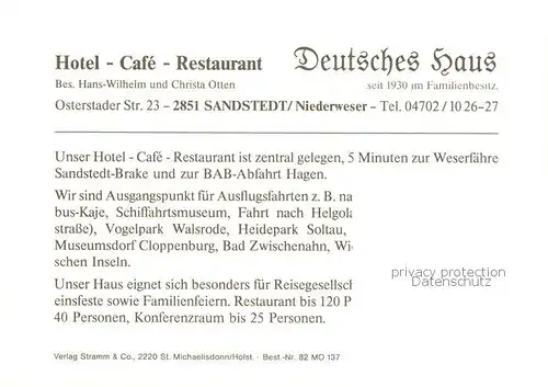  Sandstedt Hotel Café Restaurant Deutsches Haus Sandstedt