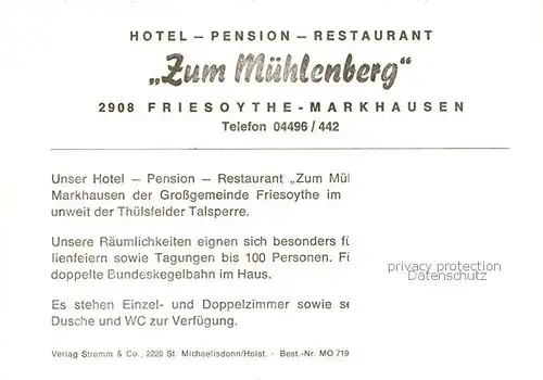 73849398 Markhausen Hotel Restaurant Zum Muehlenberg Markhausen
