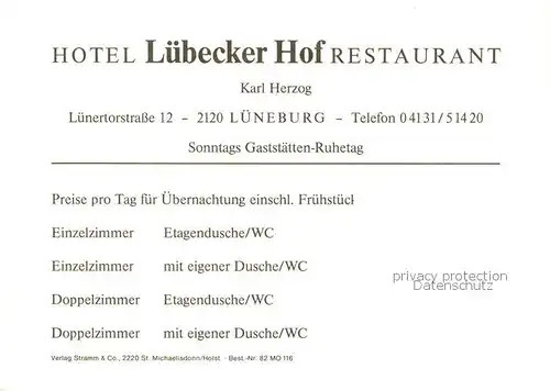 73849410 Lueneburg Hotel Luebecker Hof Lueneburg