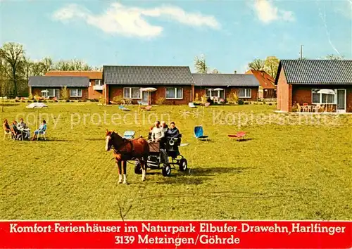 73849414 Metzingen_Niedersachsen Ferienhaeuser Harlfinger im Naturpark Elbufer-Drawehn Ponykutsche Metzingen Niedersachsen