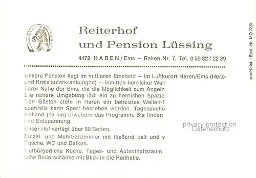73849421 Haren_Ems Reiterhof und Pension Luessing Gaststube Reithalle Haren_Ems