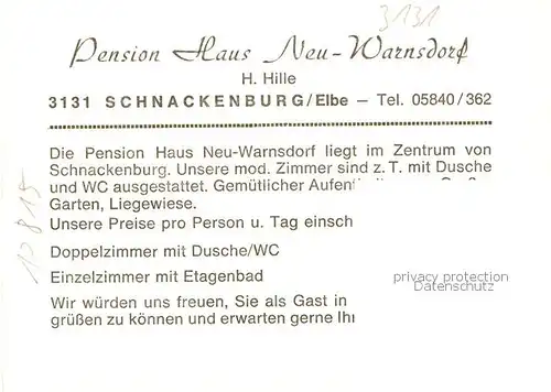 73849422 Schnackenburg Pension Haus Neu-Warnsdorf Garten Teich Schnackenburg