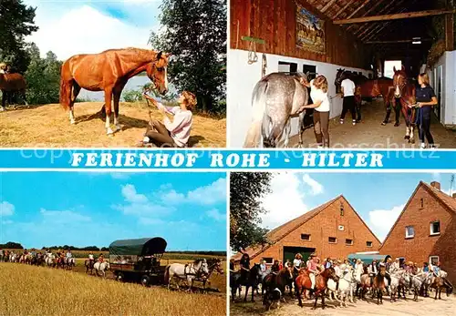 73849430 Hilter_Ems Ferienhof Rohe Reitstall Planwagen Ausritt Hilter_Ems