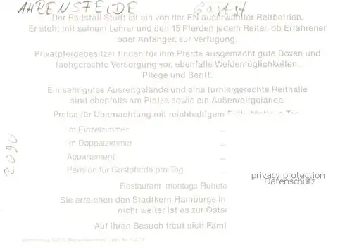 AK / Ansichtskarte  Ahrensfelde_Ahrensburg Reitstall Studt Ahrensfelder Hof Gasthaus Pension Fremdenzimmer 