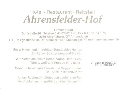 AK / Ansichtskarte  Ahrensfelde_Ahrensburg Reitstall Studt Ahrensfelder Hof Gasthaus Pension Garten 