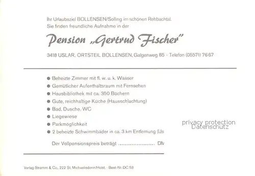AK / Ansichtskarte 73849439 Bollensen_Solling Pension Fischer Garten Panorama Bollensen_Solling