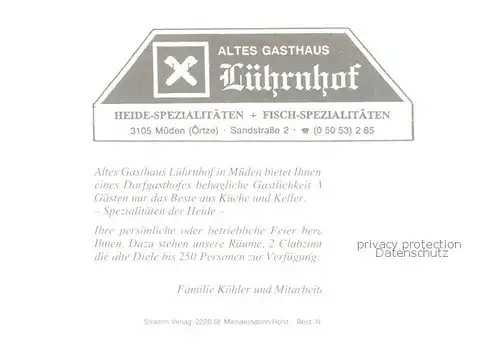 AK / Ansichtskarte  Mueden_oertze Altes Gasthaus Luehrnhof Terrasse Mueden oertze