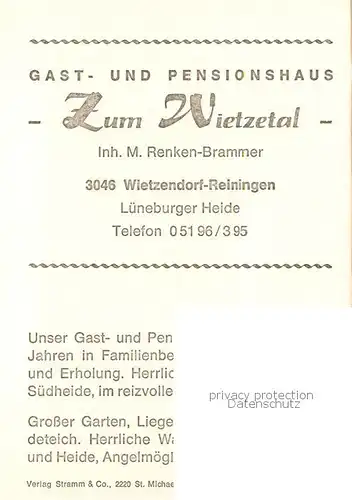 AK / Ansichtskarte 73849461 Reiningen_Wietzendorf Gast- und Pensionhaus Zum Wietzetal Reiningen Wietzendorf