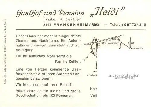 AK / Ansichtskarte  Frankenheim_Unterfranken Gasthof Pension Heide Gastraum Frankenheim Unterfranken