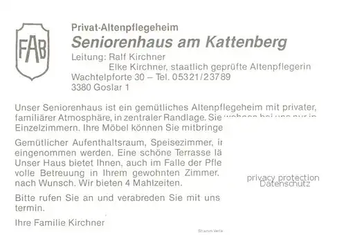 AK / Ansichtskarte 73849480 Goslar Altenpflegeheim Seniorenhaus am Kattenberg Goslar