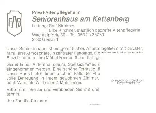 AK / Ansichtskarte  Goslar Altenpflegeheim Seniorenhaus am Kattenberg Goslar