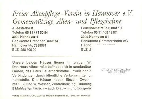 AK / Ansichtskarte 73849489 Hannover Freier Altenpflege-Verein in Hannover e.V. Hannover