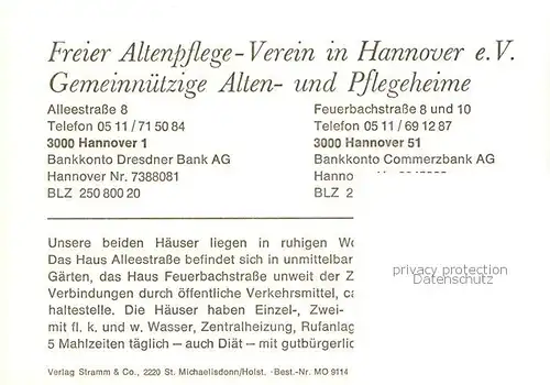 AK / Ansichtskarte  Hannover Freier Altenpflege-Verein in Hannover e.V. Hannover