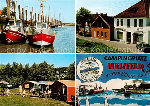 AK / Ansichtskarte  Neufeld_Dithmarschen Campingplatz Zur Elbmuendung Mole Fischkutter Neufeld Dithmarschen