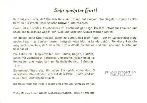 AK / Ansichtskarte  Preetz_Holstein Camping Lanker See Gaststaette Landschaftspanorama Preetz_Holstein