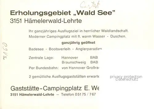 AK / Ansichtskarte 73849501 Haemelerwald Gaststaette Forsthaus Hainwald am Waldsee Haemelerwald