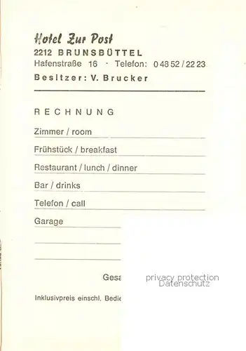 AK / Ansichtskarte 73849513 Brunsbuettel Hotel zur Post Restaurant Festsaal Brunsbuettel