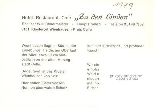 AK / Ansichtskarte  Wienhausen Hotel Restaurant Café Zu den Linden Wienhausen