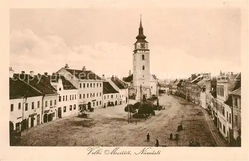 AK / Ansichtskarte  Velke_Mezirici_Gross-Meseritsch_CZ Strassenpartie mit Kirche 