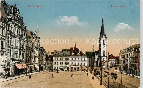 AK / Ansichtskarte  Reichenberg__Liberec_Boehmen_CZ Bismarckplatz Kirche 