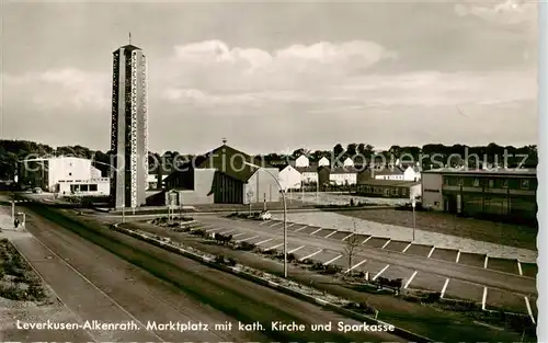 AK / Ansichtskarte 73849757 Alkenrath Marktplatz mit kath Kirche und Sparkasse Alkenrath