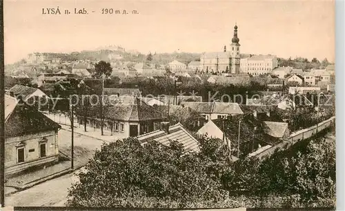 AK / Ansichtskarte  Lysa__nad_Labem_Lissa_Elbe_CZ Stadtpanorama mit Kirche 