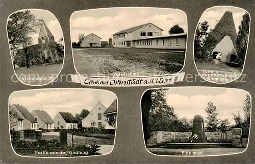 AK / Ansichtskarte  Ovenstaedt_Petershagen Kirche Volksschule Turm ehemalige Glashuette Siedlung Ehrenmal 