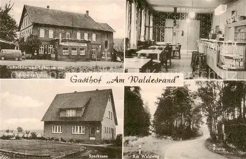 AK / Ansichtskarte  Suedfelde_Minden_Westfalen Gasthof Am Waldesrand Gastraum Sparkasse Waldweg Suedfelde_Minden_Westfalen