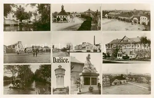 AK / Ansichtskarte  Dasice_Daschitz_CZ Teilansichten Gondelteich Denkmal Wasserturm 