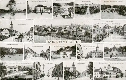 AK / Ansichtskarte  Meerane Kgl Amtsgericht Neumarkt Schwanekleiderstrasse Marienstr Markt Ferienkolonieheim Bismarckplatz Feldstrasse Bornemann und Moltkestrasse Kaiserl Postamt Poststrasse Bergstrasse Gondelteich Wettinerplatz Meerane