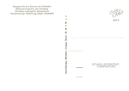 AK / Ansichtskarte 73850290 Solnhofen Natursteinwerk Maxberg Gaststaette Fliegeraufnahme Solnhofen