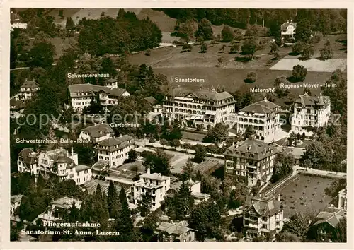 AK / Ansichtskarte  Luzern__LU Fliegeraufnahme mit Sanatorium St Anna 