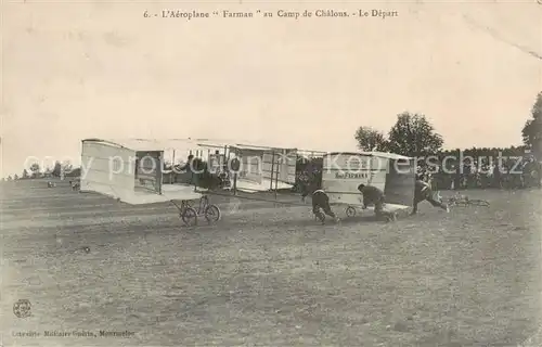 AK / Ansichtskarte  Camp_de_Chalons_51_Marne Aeroplane Farman au Camp de Chalons Le Depart 