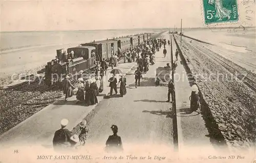 AK / Ansichtskarte  Mont-Saint-Michel Arrivee du Train sur la Digue Mont-Saint-Michel