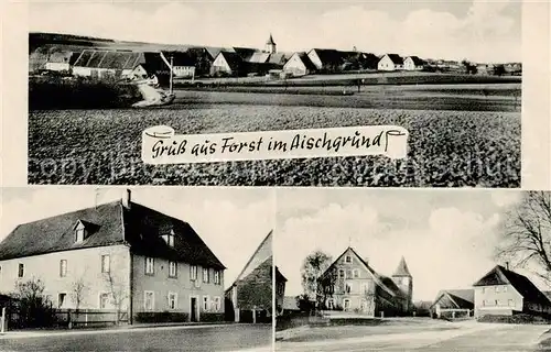 AK / Ansichtskarte 73850389 Forst_Aischgrund_Neustadt_Aisch Panorama Ortsmotiv mit Kirche Gasthaus zur Einkehr 