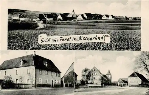 AK / Ansichtskarte  Forst_Aischgrund_Neustadt_Aisch Panorama Ortsmotiv mit Kirche Gasthaus zur Einkehr 