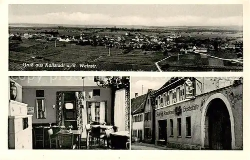 AK / Ansichtskarte  Kallstadt_Rheinland-Pfalz Panorama Luftbild Café Conditorei Weinstube Kallstadt_Rheinland-Pfalz