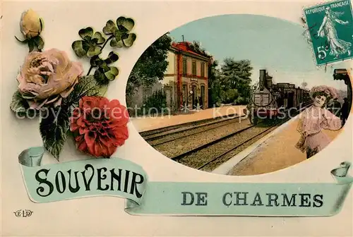 AK / Ansichtskarte  Charmes_d_Epinal_88_Vosges Souvenir de la ville la gare arrivée du train 
