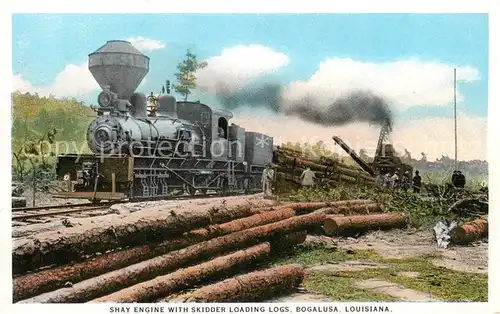 AK / Ansichtskarte 73850487 Bogalusa_Louisiana_USA Shay Engine with skidder loading logs 